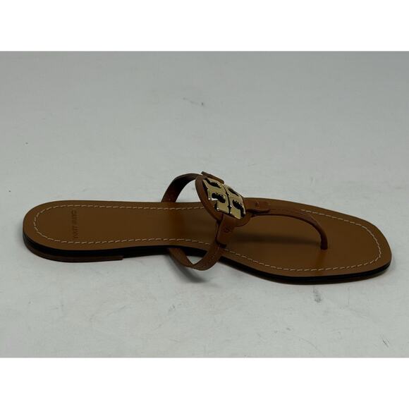 Tory Burch sandals mini Miller light brown with gold logo 9.5 - Picture 6 of 8